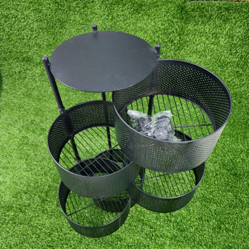 5 layer Round shape kitchen rack Round Shape, Black Metal body